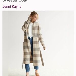Jenni Kayne Cream, Taupe & Gray Striped Long Open Cardigan